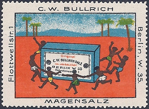 Tanz in der Werbung: Reklamemarken mit Tanzmotiven. Ein Freudentanz um C.W.Bullrich Magensalz.